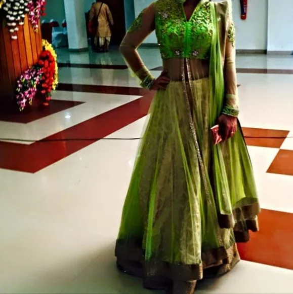 lime green indian dress Gorgeous Light Green MIF 303 FVD